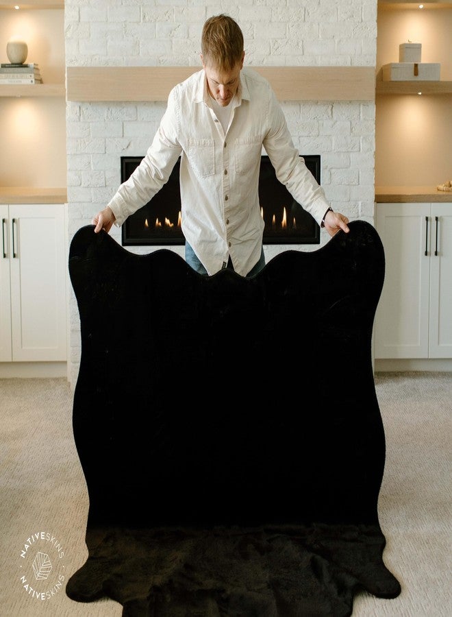 NativeSkins Faux Cowhide Rug - Midnight Black (Large) | 4.6ft x 6.6ft | Triple-Layer Support | Ultra-Soft Pile | Hand-Cut, Faux Suede No-Slip Backing | Western Rug | Cow Hide Animal Print - Image 3